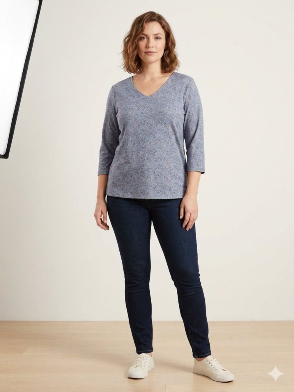 J Jill forward-seam 3/4 sleeve ,v-neck pullover, size XL